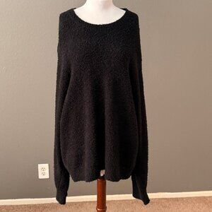 Mfpen men's Black Boucle Herreekvipering Pullover Furry sweater Sz XL cabin core